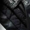 Streetwear Loose Winter Padded Coat Snakeskin Texture PU Cotton Cargo Jacket Men Bomber Jacket Thick Outwear Tops T220728