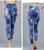 Yoga Outfits Dye Pants Hair Grinding Naked Fabric Nine Pants Women High Waist Camouflage Peach Butt Tight Movement
