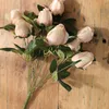 Simulação Floral Faux 9 Rosas Um Bouquet Casamento Artificial Falsa Flor Decoração de Decoração dos Ornamentos