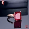 TKJ Emerald Ruby Äkta 100% 925 Dam Ring Square Bröllop Engagement 925 Sterling Silver Smycken Tillbehör Gåva