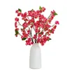 Dekorativa blommor kransar Faux lång stjälk mini körsbär 35" Längd Simulering Sping Persika Blossom Grönt Löv För Bröllop Hem Artificia