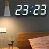 HOOQITT 3D LED Digital Grande relógio de parede moderno Design moderno da sala de estar Data de decoração do calendário de temperatura Tabela de alarme Relógio 210325