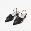 2020 New Spring Summer Cross Straps Decorative Pointed Toe Thick Medium Heel Single Shoes Women Sandals High Heels G220527