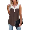 Summer Casual Sleveless T-shirt Women V-Neck Button Stitching Tank Tops Loose Comfortable Pleated Pullover Vest 220325