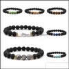 Beaded Strands Bracelets Jewelry 15Styles Natural Black Lava Stone Tigers Eye Turquoise Beads Bracelet Aceite esencial por difusor para mujeres