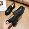 Vår kvinnlig brittisk stil skor ny tjock-soled college casual loafers äkta läder mode skor tjejer
