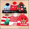Jul hattar tröja santa älg stickad beanie hatt med LED ljus upp tecknade patteren gåva för barn nyår leveranser dropp leverans 2021 ca