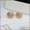 Modetrend som säljer smycken S925 Sterling Sier Champagne Gold Camellia Rose Earrings Elegant Lady Womens Ear Studs 220115 Drop Delivery 20