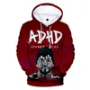 Moletons masculinos moletons são bem recebidos Classic Joyner Lucas 3D Impressão de ADHD Men/Women Fashion Casual Pullover novidade