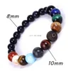 Galaxy Starry Blue Sandstone Bracelet Universo Sistema Solar Oito Planetas Pulseiras de Minchas de Pedra para Mulheres Mulheres Moda Jóias Finas