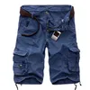 Summer Cotton Cargo Shorts Men Fashion Multi Pocket Solid Color Causal Mens Loose Outdoor MID No Belt 220715