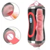 Automatic Telescopic Male Masturbator Cup Vibrator 2 in 1 Realistic Pussy Mouth Double End Vagina Deep Throat sexy Toy for Man 18