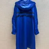 Women's Trench Coats Spring Summer Luxury Women's 2022 Sunscreen Windbreaker Hooded Casual Drawstring Elastic Waist Design Brand Clothin