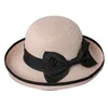 Berets Trendy Sun Hat Pillbox Beach Summer Dome Shade Floppy Wide Razer Słomy Prezent dla dziewczyny