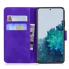 Étuis de téléphone portefeuille pour Samsung Galaxy S22 S21 S20 Note20 Ultra Note10 Plus - Impression de peau de couleur unie en cuir PU double fentes pour cartes