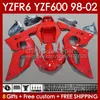 Набор для боди для Yamaha YZF R6 R 6 YZF600 600CC 98-02 Bodywork 145NO.32 YZF 600 куб.