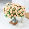 Dekorativa blommor kransar konstgjorda enkla 10 huvuden bukett rose silke high end bröllop fest brud hem bord växt dekoration singel br