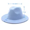 Autumn Winter Sky Blue Men Wool Fedora Hat Wide Brim Women Faux Woolen Ladies Fedoras Jazz Hat Bowler Felt Hatt