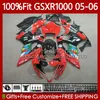 OEM Moto Body voor Suzuki GSXR 1000 CC K5 GSX-R1000 2005 2006 Carrosserie 122NO.105 GSXR-1000 GSXR1000 1000CC 05 06 GSX R1000 05-06 Injectie Mold Backings Kit Red Jomo Stock