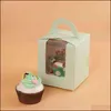 Boîte à cupcakes avec fenêtre et poignée, 50 pièces, petit récipient cadeau pour boulangerie, fête de mariage, fourniture d'anniversaire, Dnj998, livraison directe 202