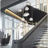 Lustres modernes éclairage intérieur escalier Led lustre pour salon boule de cristal lustre Loft cuisine lumières