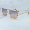 Wire C Sunglasses Rimless Carter Sun Glasses Big Square Luxury Desiger Mens Decoration Driving Shades Eyewear Trending Product Gold Frame