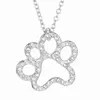 Pegada cachorro gato pata pingente de pingente de colar shinestone animal de animais de estimação acessórios de jóias fofas festas unissex moda bijoux