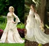 Abiti da sposa vintage gotici Principessa con corsetto sul retro Manica lunga Abito da sposa da giardino di campagna Celtico rinascimentale Cosplay Boho Brida2339