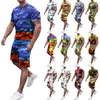 Chándales para hombre Ropa formal para hombre Traje de primavera y verano para hombre Conjunto de camisa con estampado deportivo de manga corta para la playa Pantalón de 2 piezas para hombre Nieve