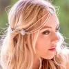 Pinces à cheveux Barrettes Bohème Cristal Tête Chaîne Bijoux Mariée Pour Mariage Accessoires Strass Front Bandeau FemmesHair BarrettesHai