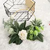 Decorative Flowers & Wreaths 11.8Inches Flower Hoop Wreath Garland Artificial Hanging Greenery Leaves Rose For Front Door Decor Party Weddin