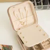 Velvet Travel Jewelry Box Packaging Display Organizer Zipper Jewellery Case Wedding Gift Boxes with Mirror for Women Girls