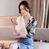 Women's Blouses & Shirts Contrasting Color Stitching V-neck Blouse Spring And Autumn 2022 Temperament Chiffon Long-sleeved Shirt Design Nich