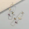 Dangle Lustre VSnow Minimaliste Violet Vert Émail Papillon Boucles D'oreilles Pour Les Femmes Or Métal Creux Carré Géométrique Goutte Accessoires Ki