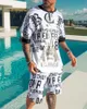 King T قميص للرجال الصيف الرجال مجموعة ملابس الموضة السراويل ثلاثية الأبعاد طباعة الذكور رياضية قصيرة الأكمام قمصان Harajuku 220615