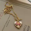 Подвесные ожерелья французский винтажный натуральный пресноводный жемчужный капля глазурь сердце Цветочное ожерелье мода Клавиля