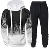 Mens Tracksuits Men Tracksuit Sets Fleece Two Piece Hooded Pullover Sweatpants 220823