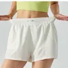 LU-DS258 Trajes de Yoga para mujer, pantalones cortos elásticos ajustables de cintura alta para ejercicio, Fitness, gimnasio, correr, pantalones cortos para animadoras, prevención para niñas