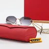 Rote Original-Designer-Sonnenbrille für Herren, sechseckig, gebogen, Strand-Frau, randlose Brille, berühmte klassische Retro-Luxusmarke, Brillenmode