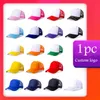 BERETS 1PC Anpassad varumärke Logo Text Design Personlighet Diy Trucker Hat Ad Baseball Cap Men Kvinnor tomma Mesh Justerbara Hatberets Davi22