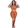 Summer Sheer Yoga Pants Outfits For Women Designer Clothing Sexig Mesh Crop Top Vest and Perspective Shorts 2 Piece Sportswear