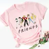 Zogankin Summer Women Short Sleeve Leisure Top Ee Friends Letters Printing Black Shirt Casual Ladies Female Shirts 220628