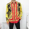 Men's Casual Shirts Fashion Male Shirt Harajuku 3d Floral Leopard Print Splice Fancy Men Autumn Club Party Wedding Prom Dress ShirtMen's