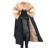 Manteau en fausse fourrure pour femme Manteau d'hiver pour femme Doublure longue Parka Imperméable Col naturel Capuche Épais Chaud Femme Femme Femme