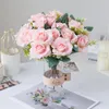 Decorative Flowers & Wreaths Artificial Silk Peony Rose Vases For Home Decor Bride Bouquet Wedding Decoration Crafts DIY Gifts Pink Fake Pla
