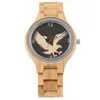 Zegarek na rękę Kreatywne orły Wyświetlacz drewniany zegarek Mężczyźni Bambusa drewniana pasek składany zapięcie kwarc ruch stylowy męski 2022