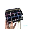 designer Tweed Colorful Quilted Vanity Box Bag With Mirror Cosmetic Gold Chain Crossbody Shoulder 12cm/17cm