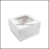 Flap Cake Boxs Disposable Window Small 4 Inches Dessert Box Baking Afternoon Tea Packing Casket Simplicity 0 78Pm O2 Drop Delivery 2021 Cupc