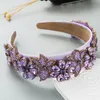 Fashion Women Hoofdband Shining Flower Rhinestone Haarband brede zijdehoofddeksels Volwassen haaraccessoires