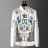 Autumn Luxury Printed Shirts Men Long Sleeve Business Casual Dress Shirt Slim Social Tuxedo Streetwear Chemise Homme 220322